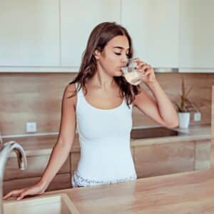 woman drinking water